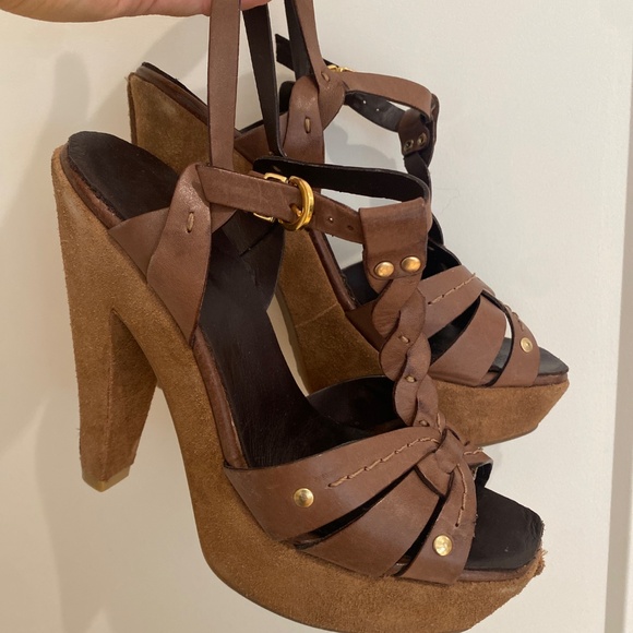 Aldo brown suede platform sandals 38 - Picture 3 of 6